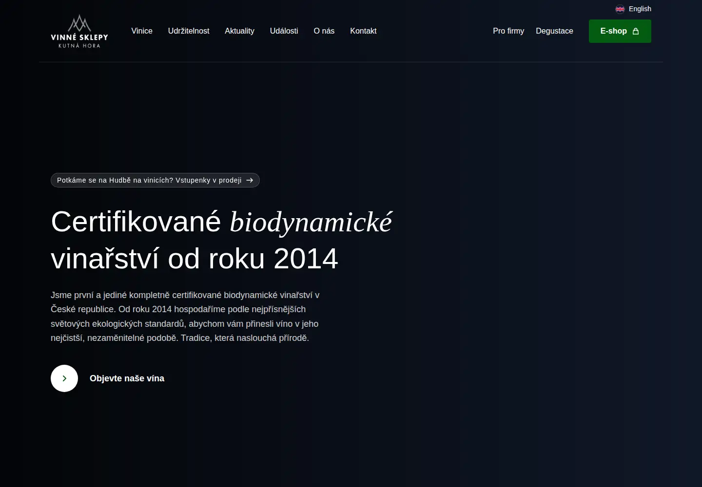 Captured homepage of vinokutnahora.cz in the current scan