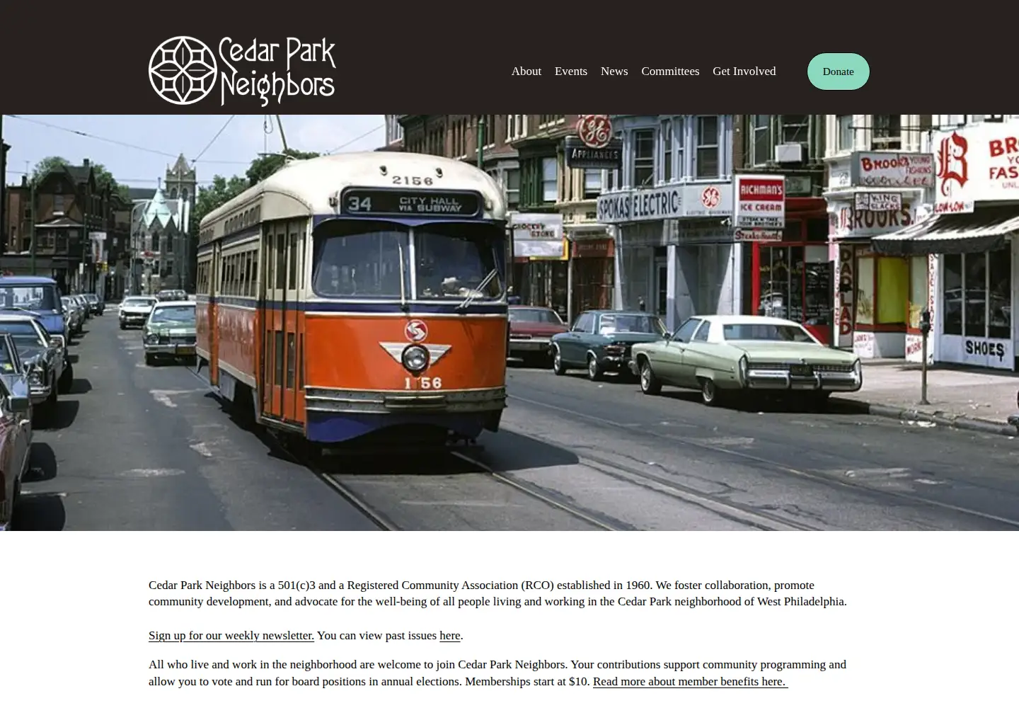 Captured homepage of cedarparkneighbors.org in the current scan