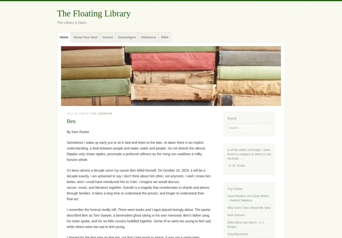 Screenshot of thefloatinglibrary.com