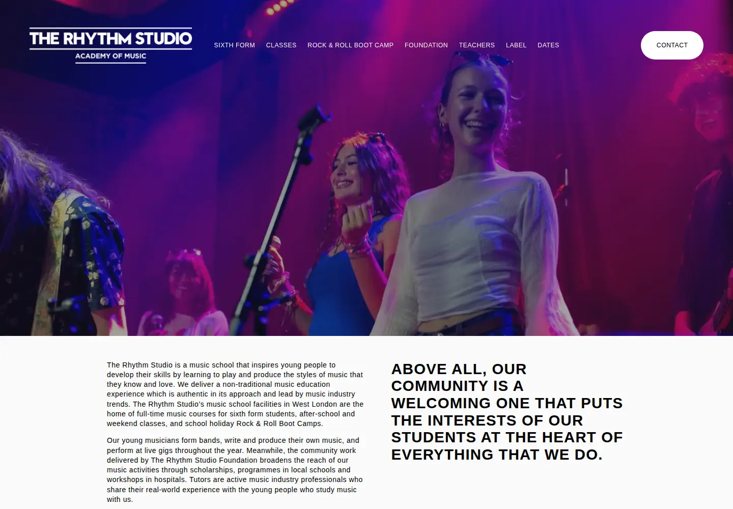 Captured homepage of therhythmstudio.co.uk in the current scan