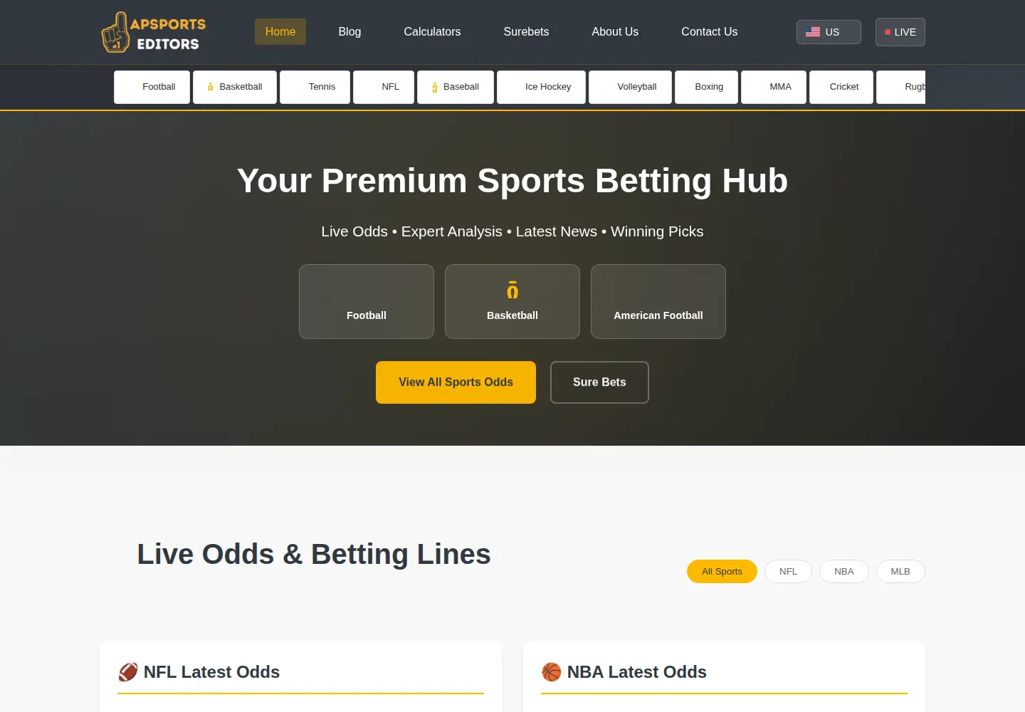 Screenshot of apsportseditors.org