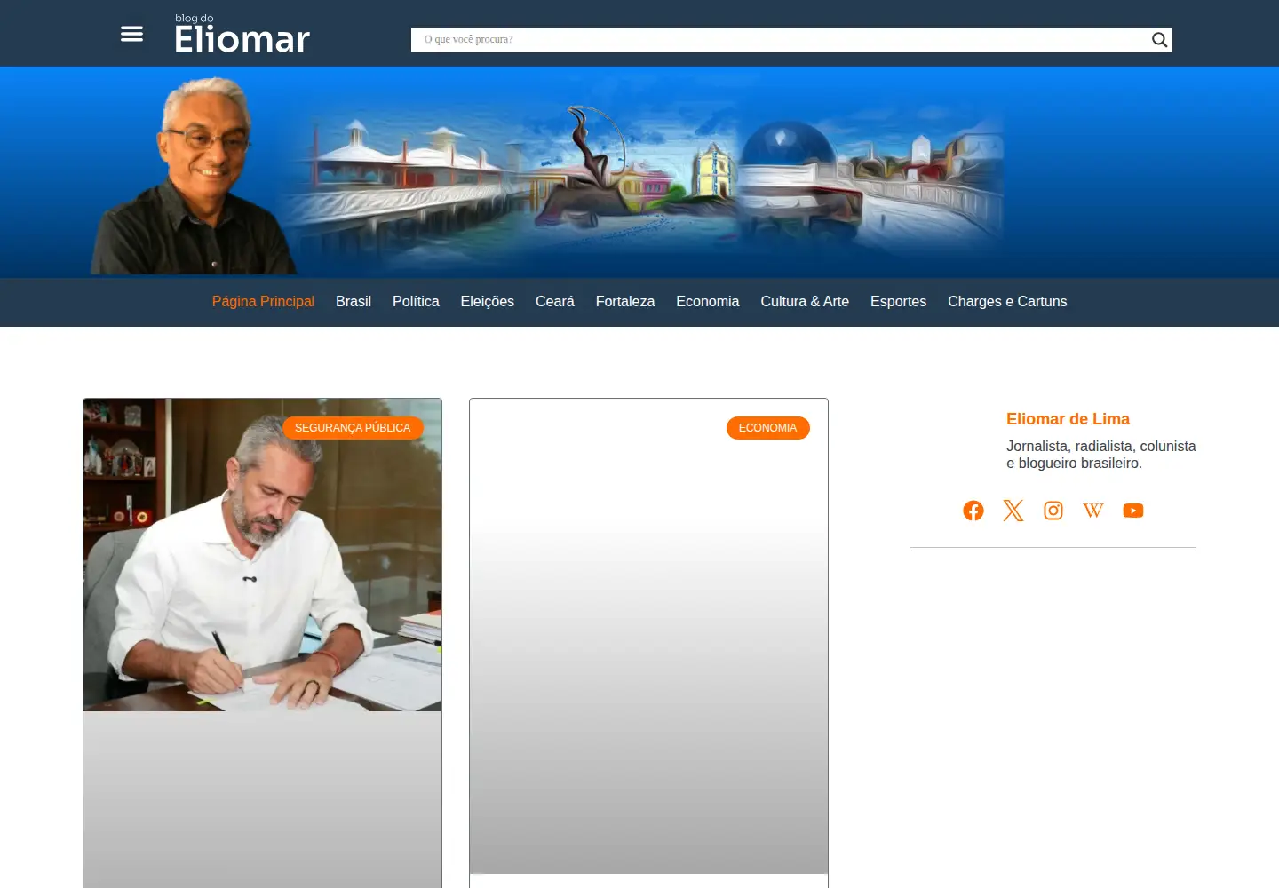 Captured homepage of blogdoeliomar.com.br in the current scan