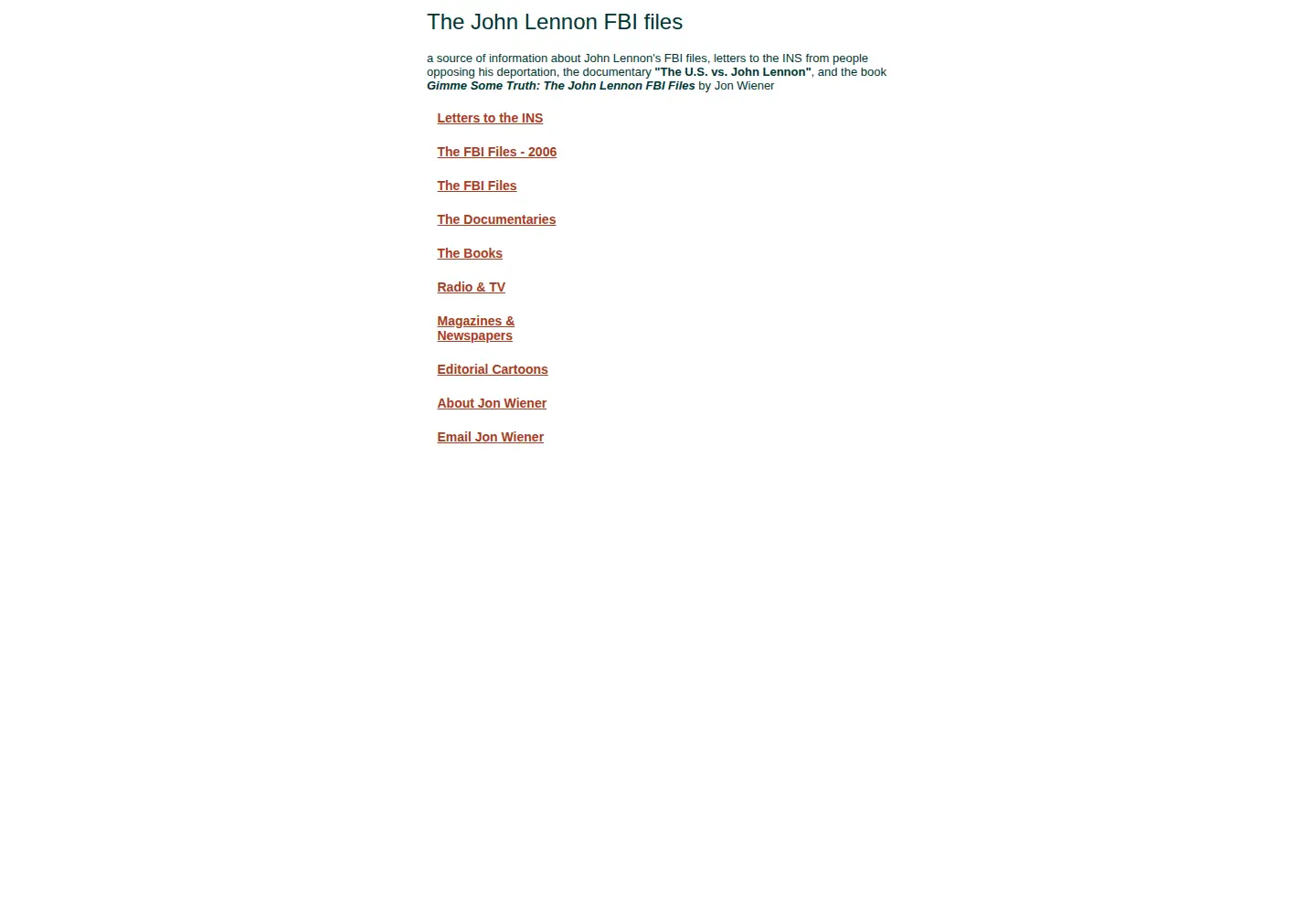 Screenshot of lennonfbifiles.com