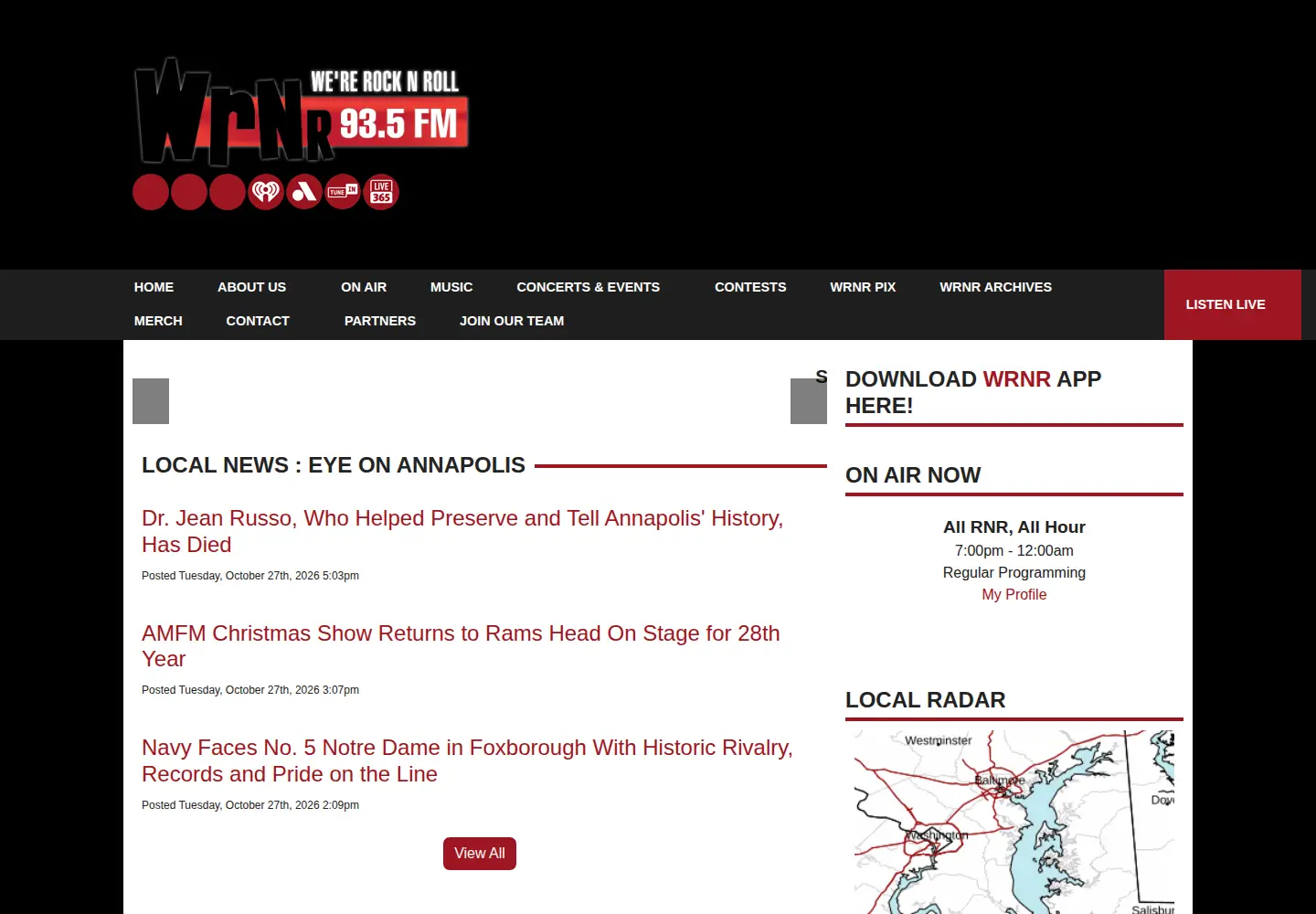 Captured homepage of wrnr.com in the current scan