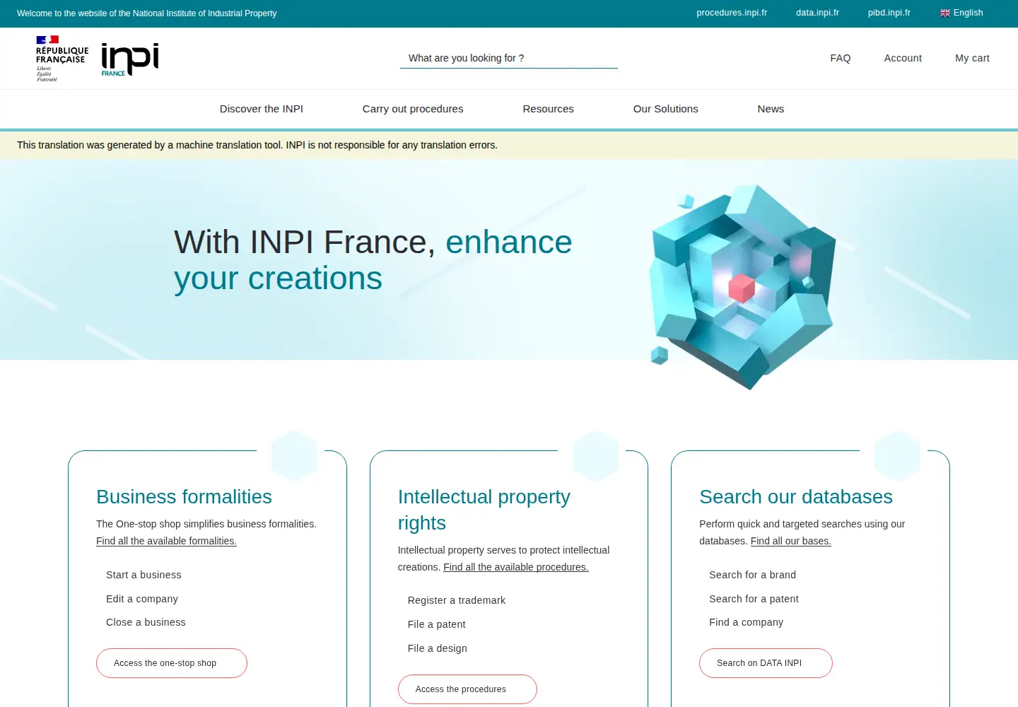 Screenshot of inpi.fr