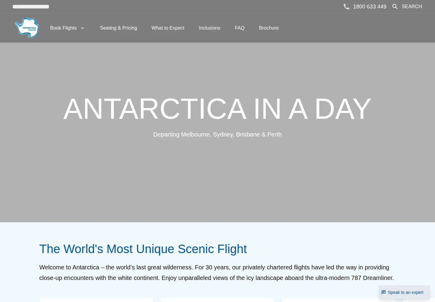 Screenshot of antarcticaflights.com.au