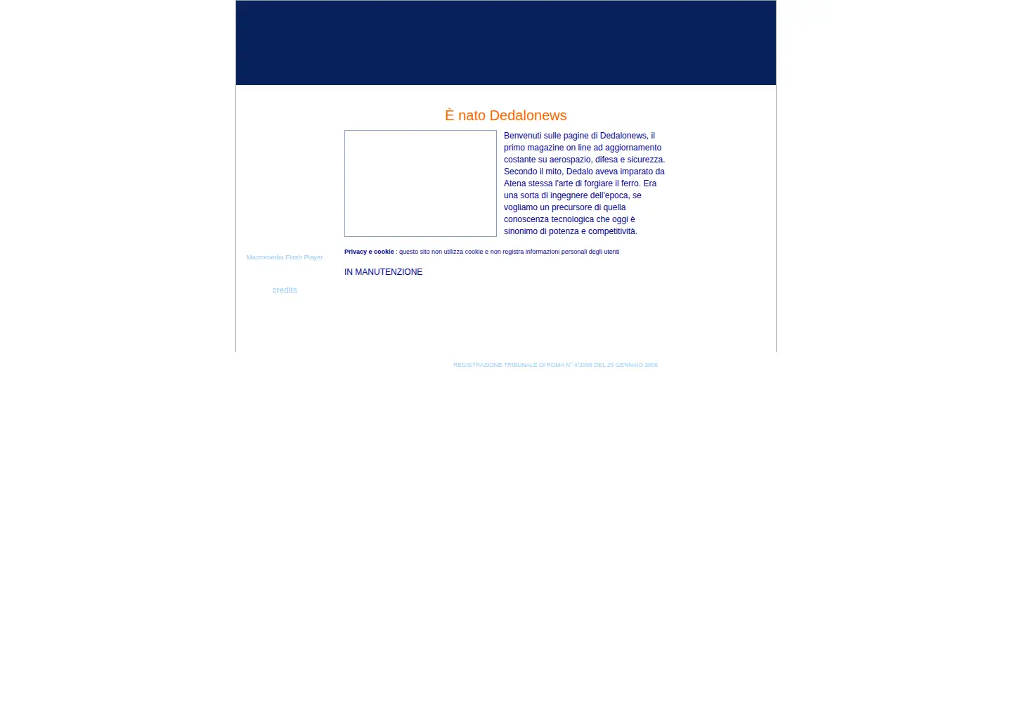 Captured homepage of dedalonews.it in the current scan