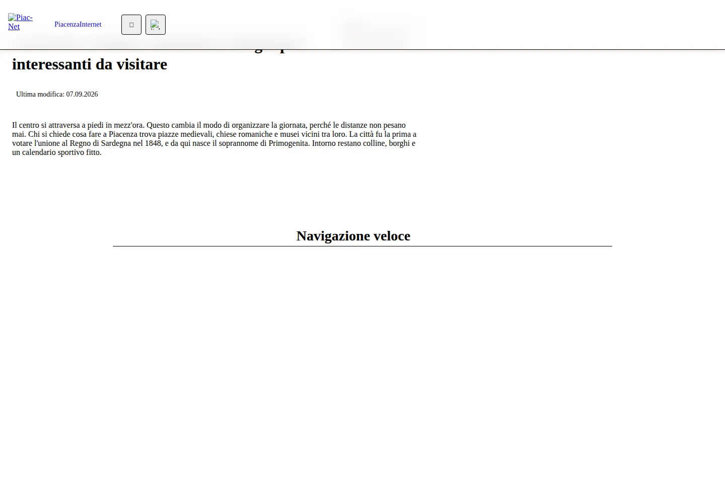 Screenshot of piacenzainternet.it