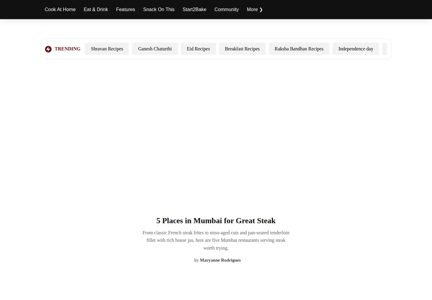 Captured homepage of indiafoodnetwork.in in the current scan