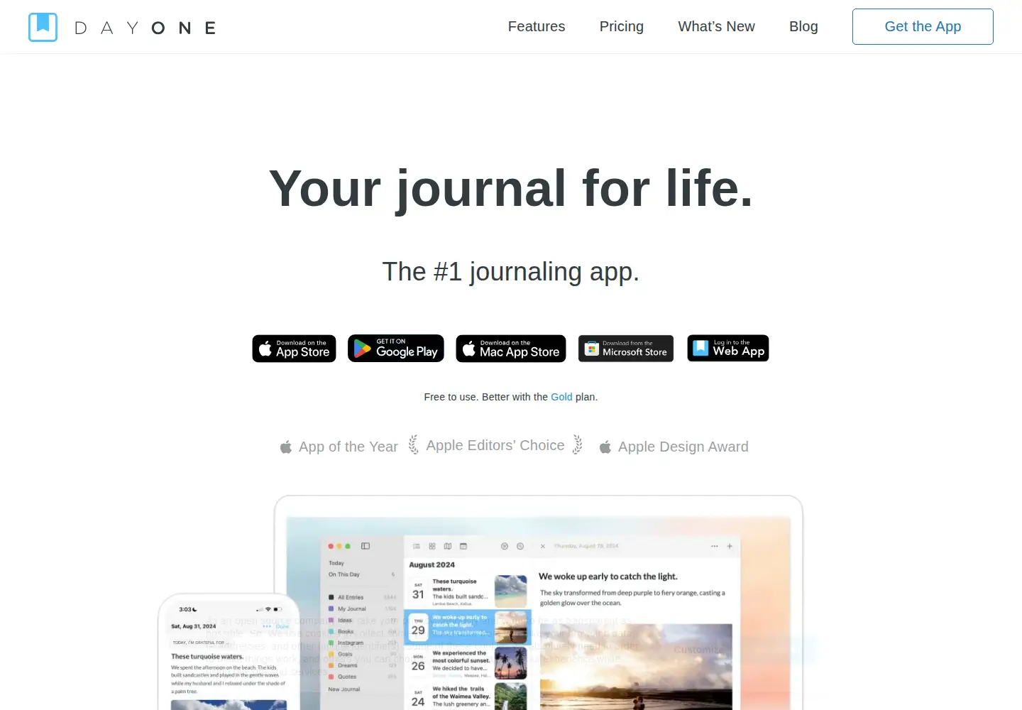Screenshot of dayoneapp.com