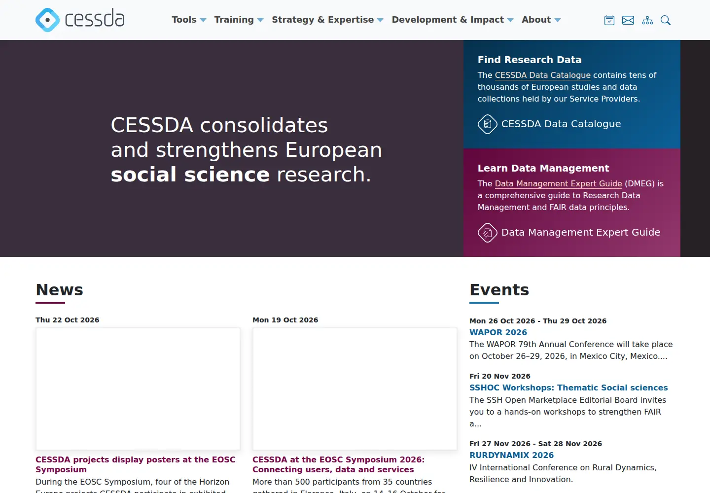 Captured homepage of cessda.org in the current scan