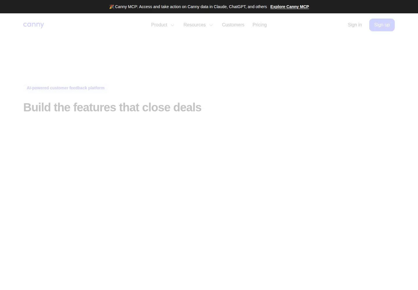 Screenshot of canny.io