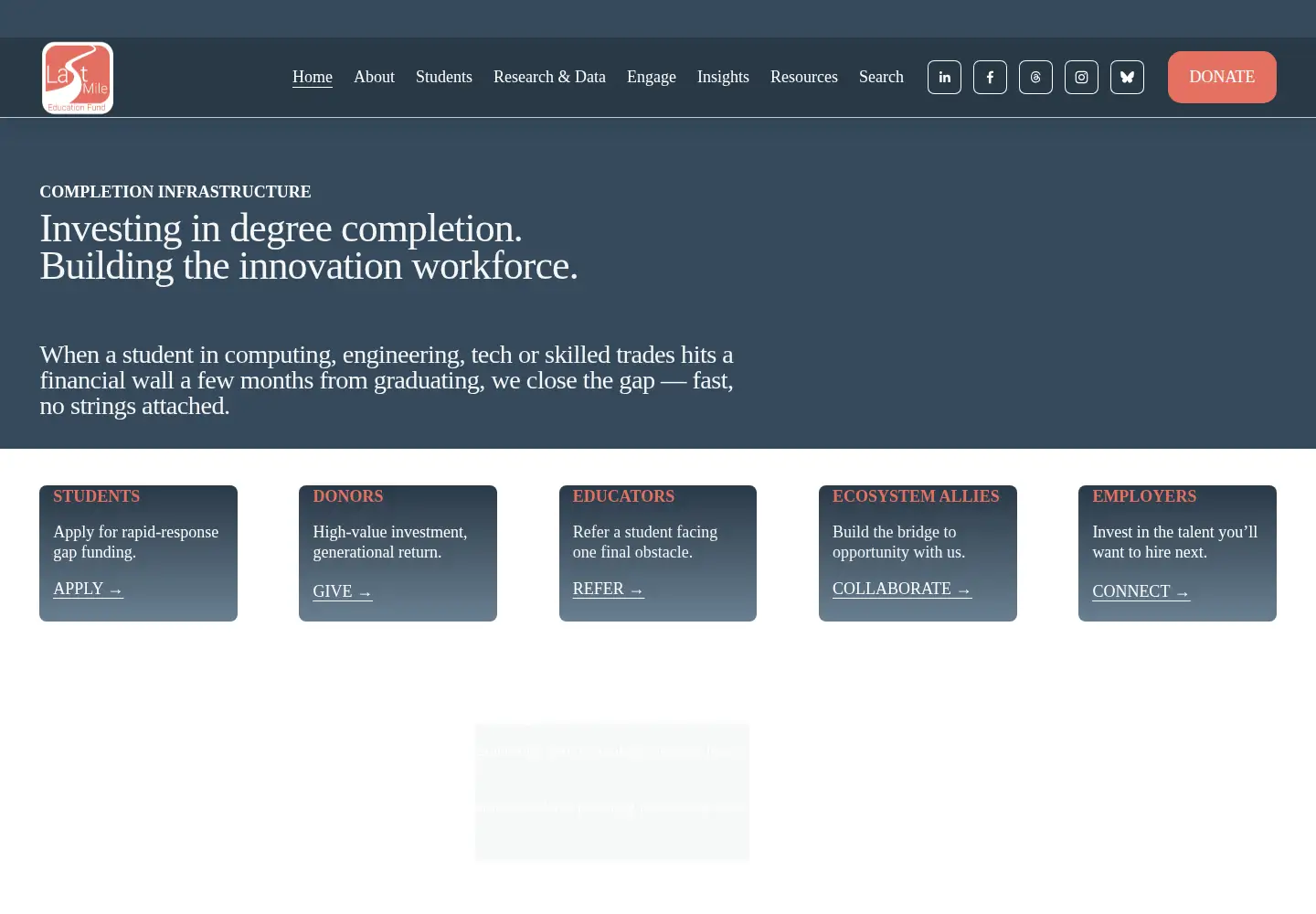 Screenshot of lastmile-ed.org