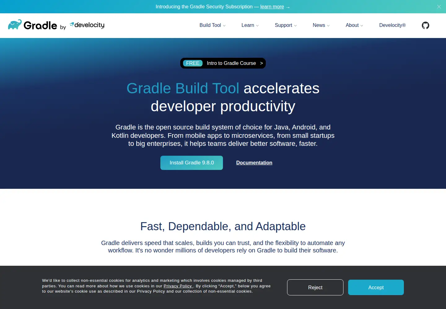 Screenshot of gradle.org
