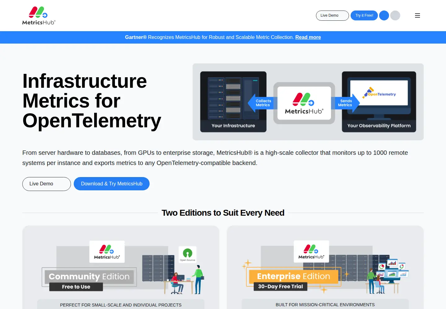 Screenshot of metricshub.com