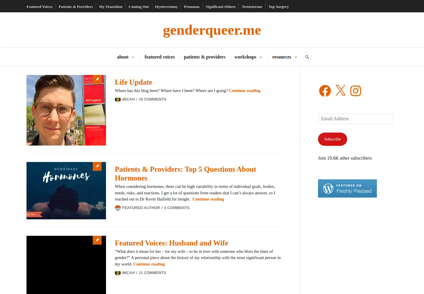 Screenshot of genderqueer.me