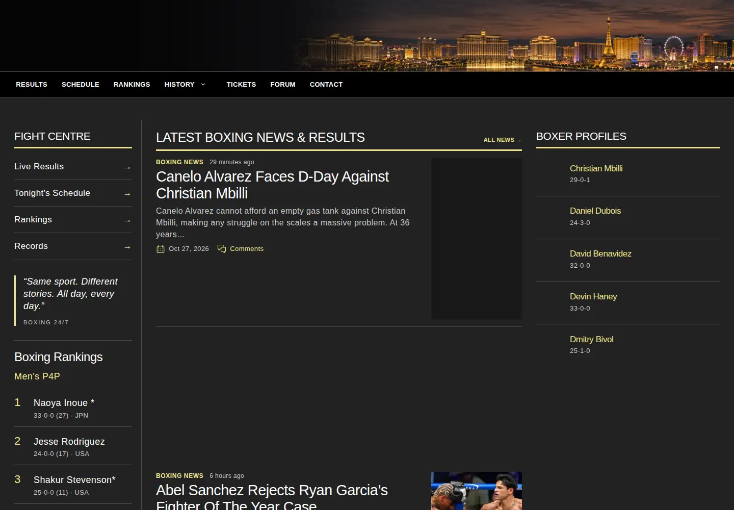 Captured homepage of eastsideboxing.com in the current scan