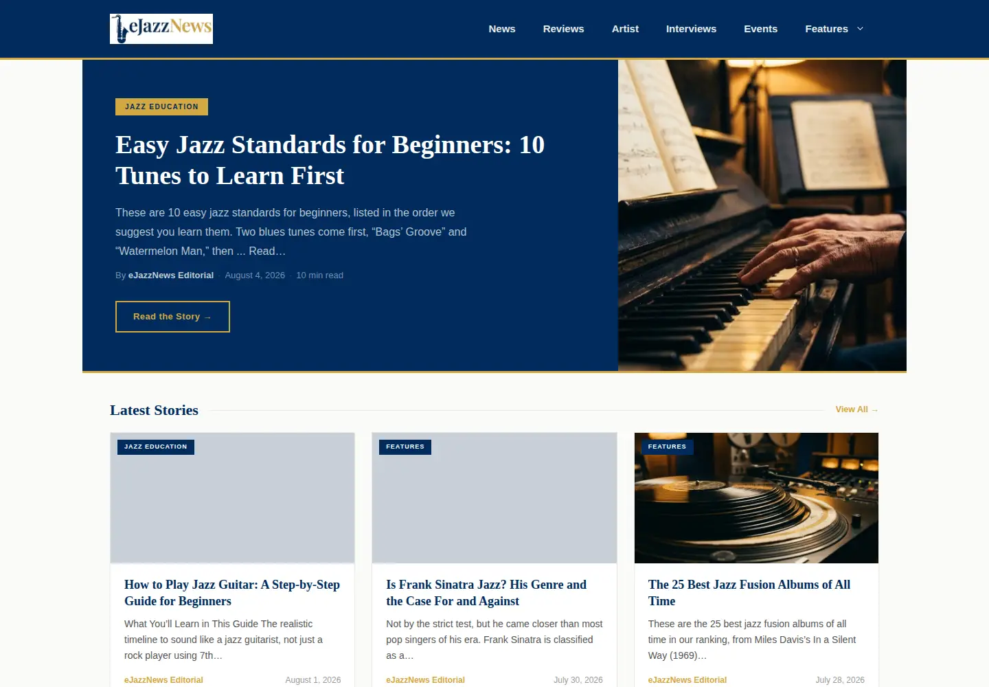 Screenshot of ejazznews.com