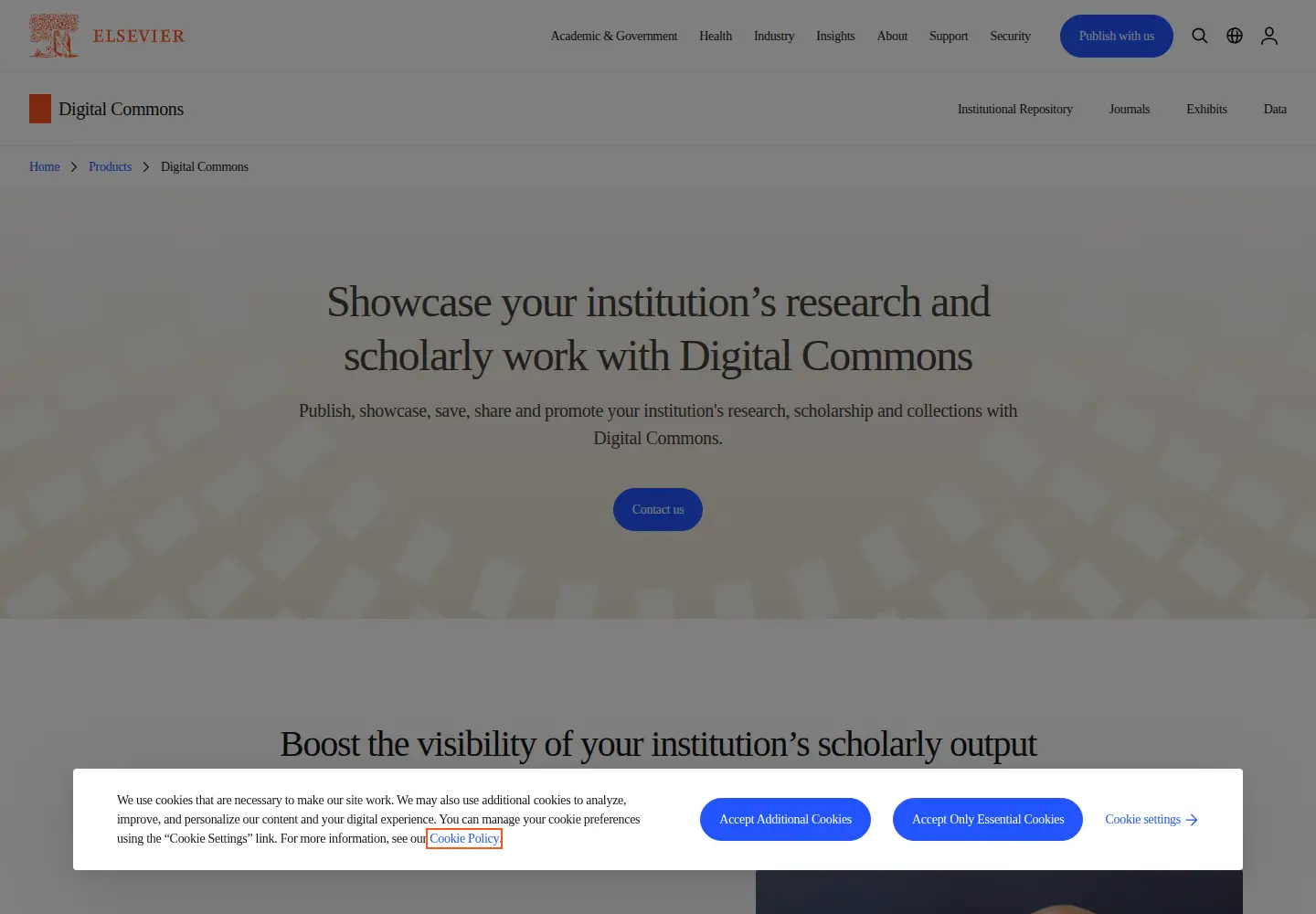 Screenshot of bepress.com