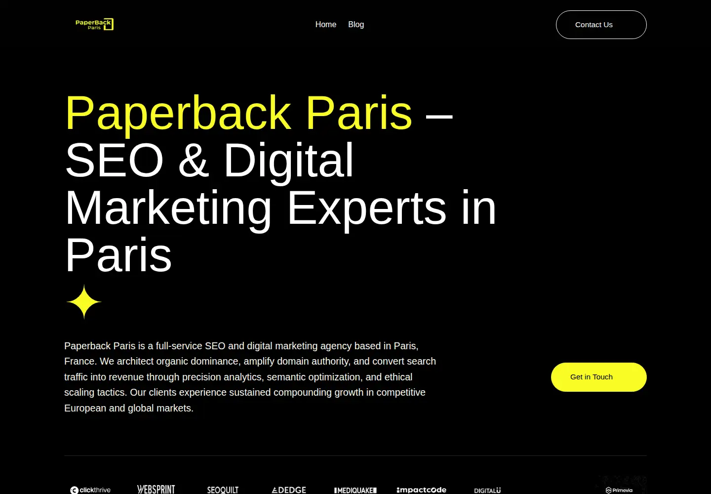 Captured homepage of paperbackparis.com in the current scan