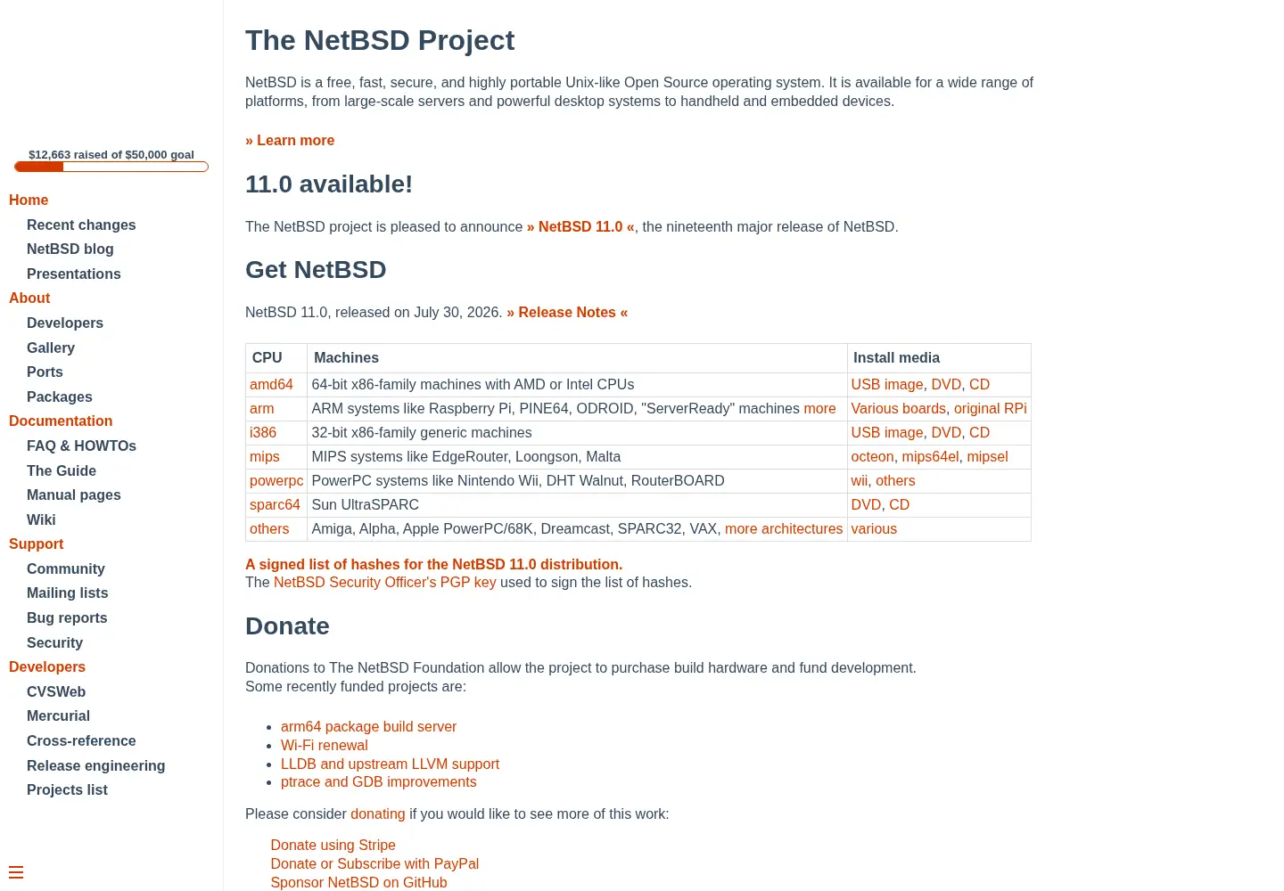Screenshot of netbsd.org