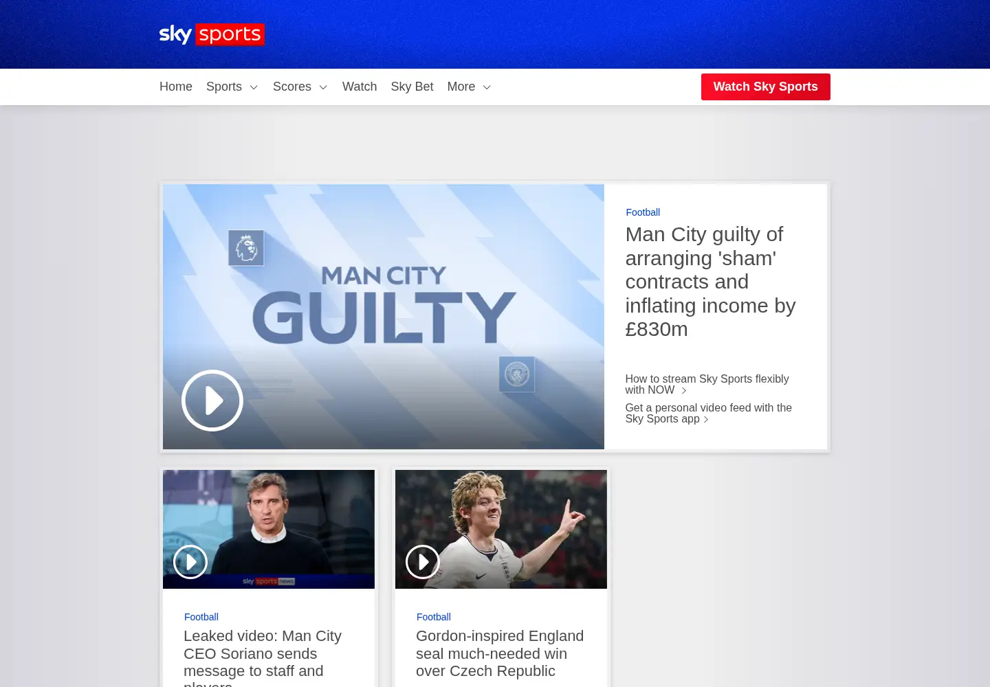 Screenshot of skysports.com