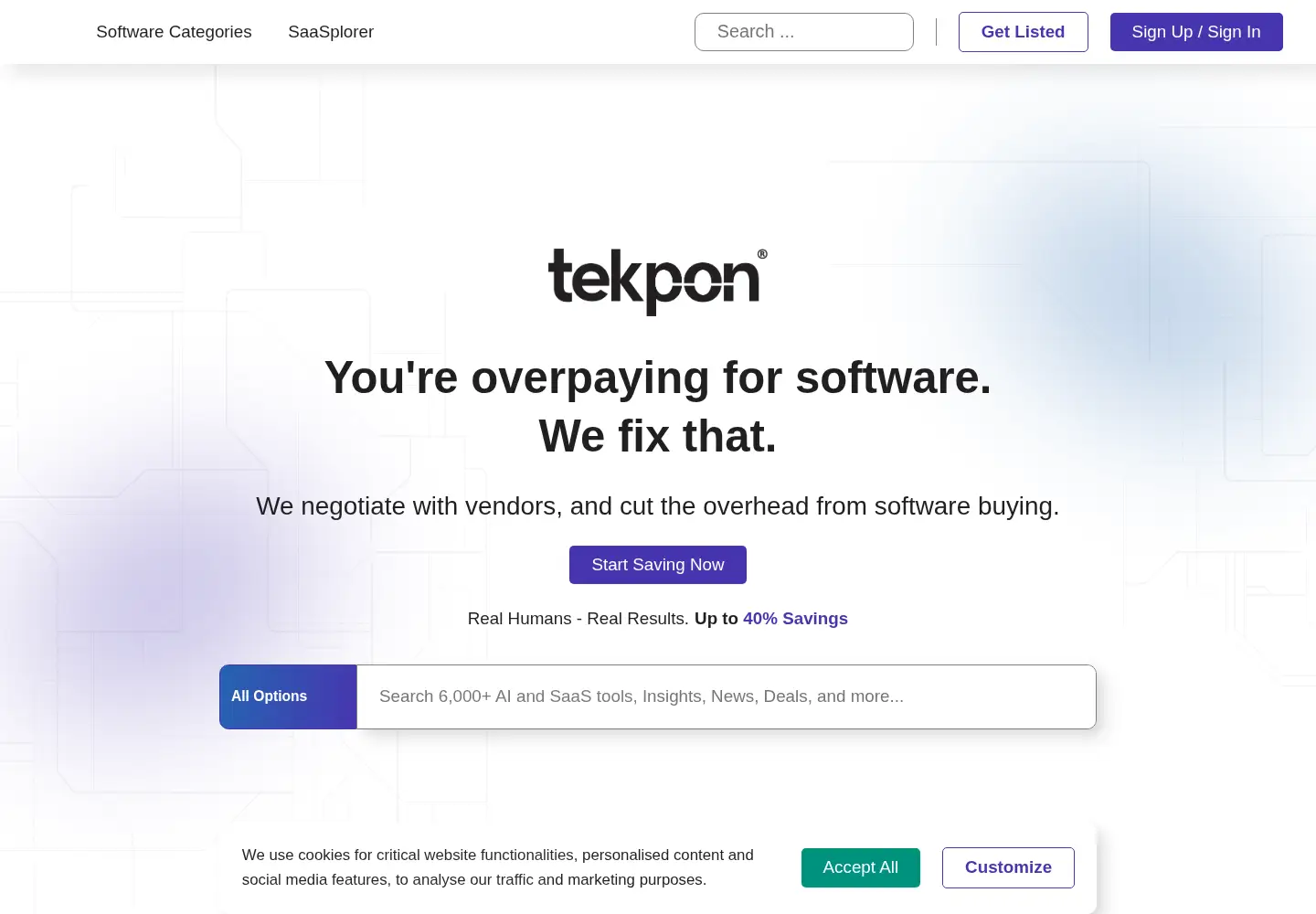 Captured homepage of tekpon.com in the current scan