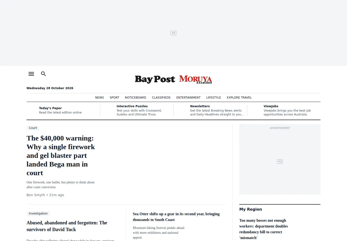 Screenshot of batemansbaypost.com.au