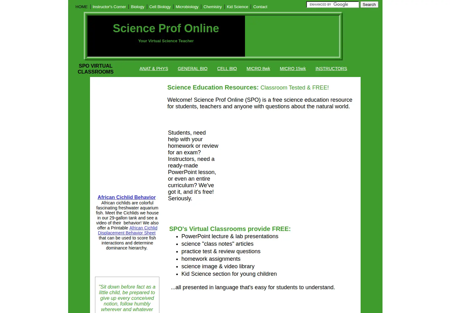 Screenshot of scienceprofonline.com