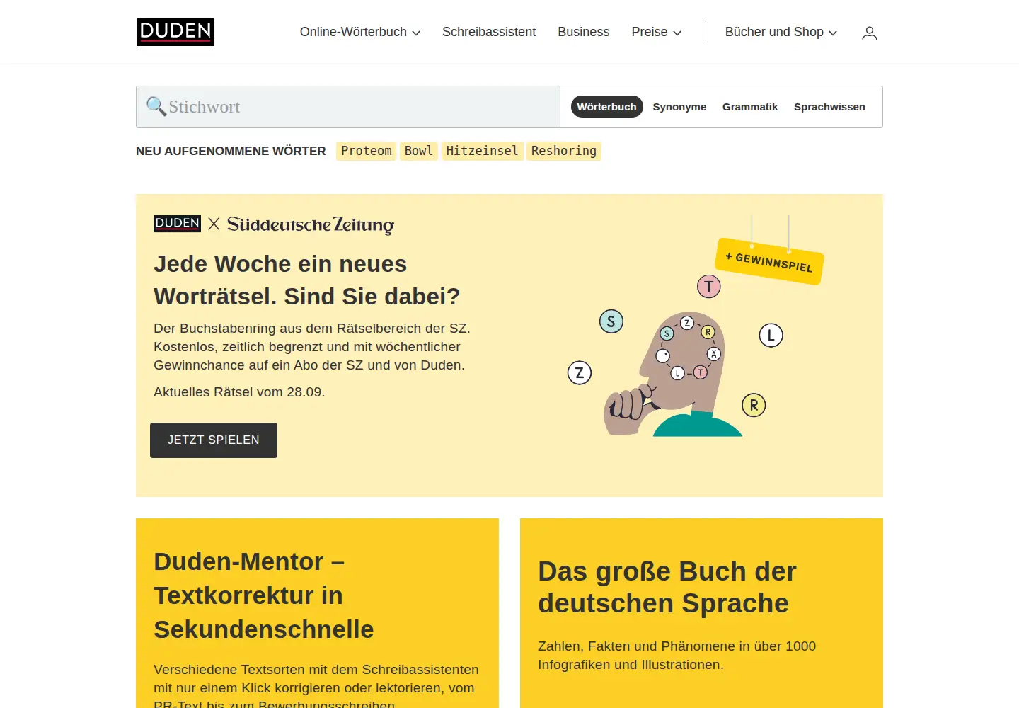 Screenshot of duden.de