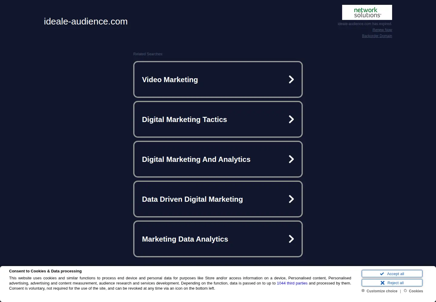 Captured homepage of ideale-audience.com in the current scan