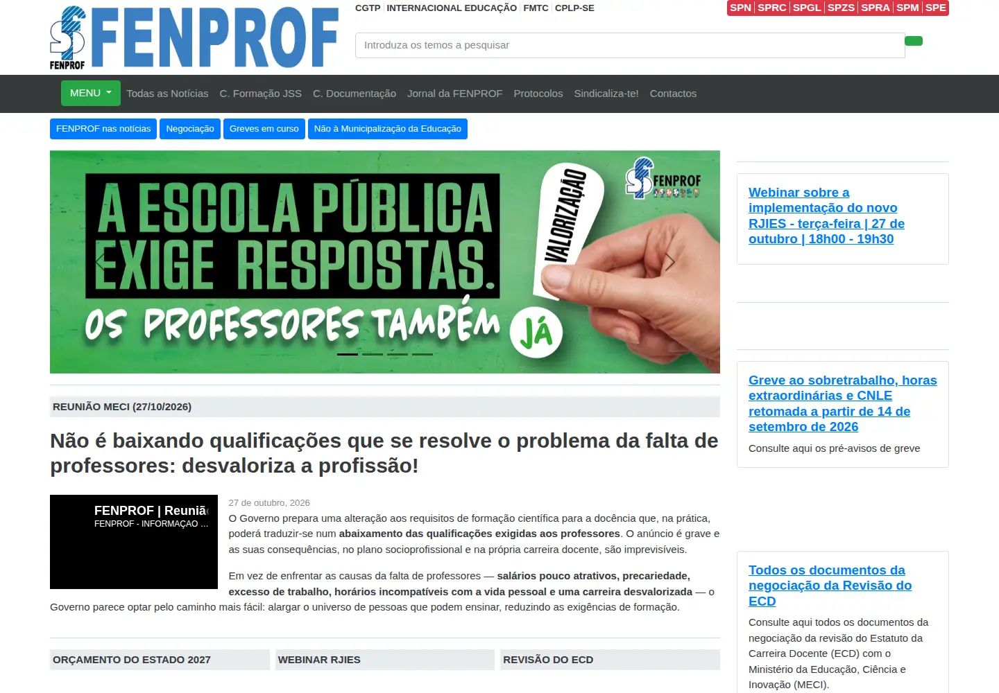 Screenshot of fenprof.pt