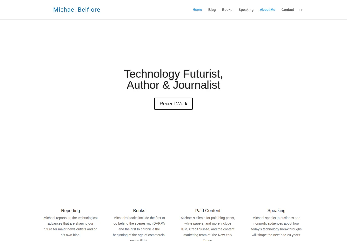 Captured homepage of michaelbelfiore.com in the current scan