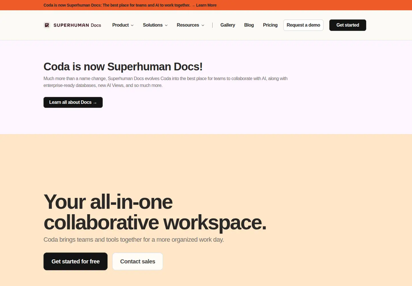 Screenshot of coda.io