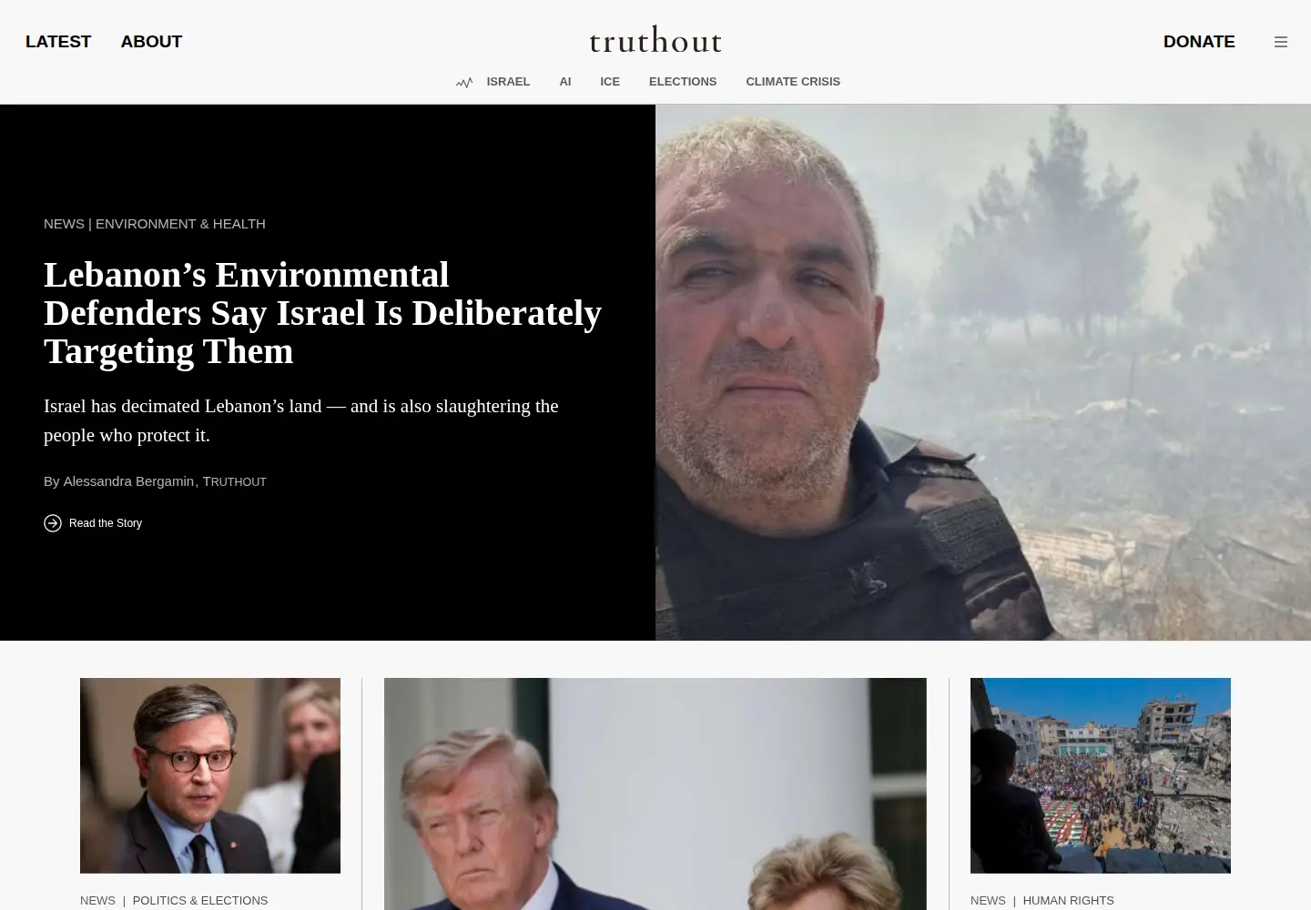 Screenshot of truthout.org