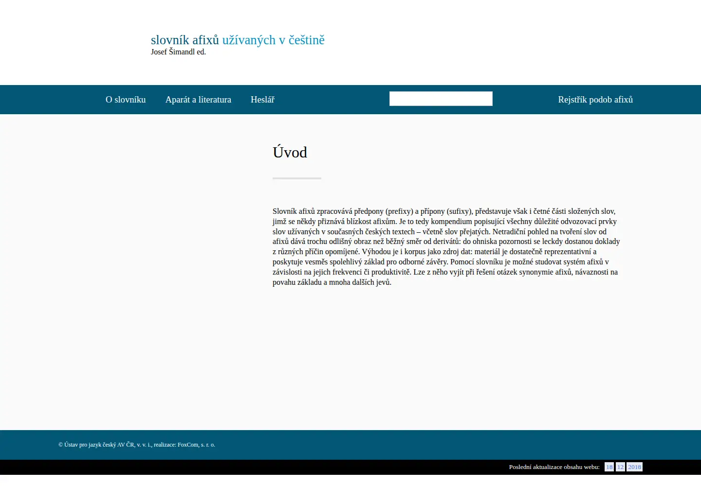 Captured homepage of slovnikafixu.cz in the current scan