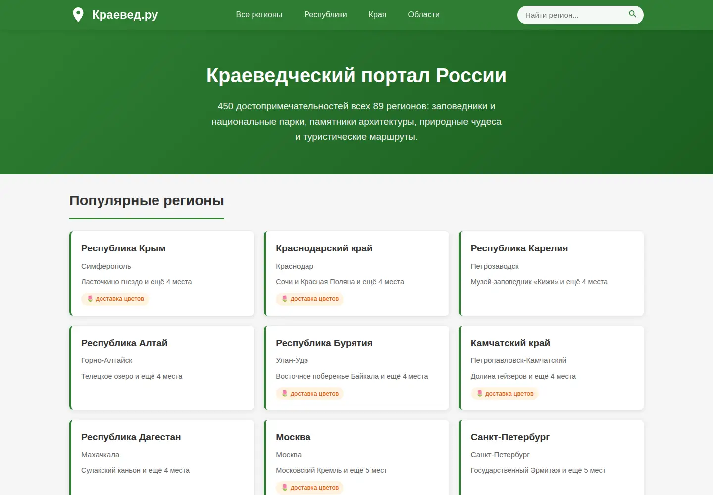 Captured homepage of kraeved.ru in the current scan
