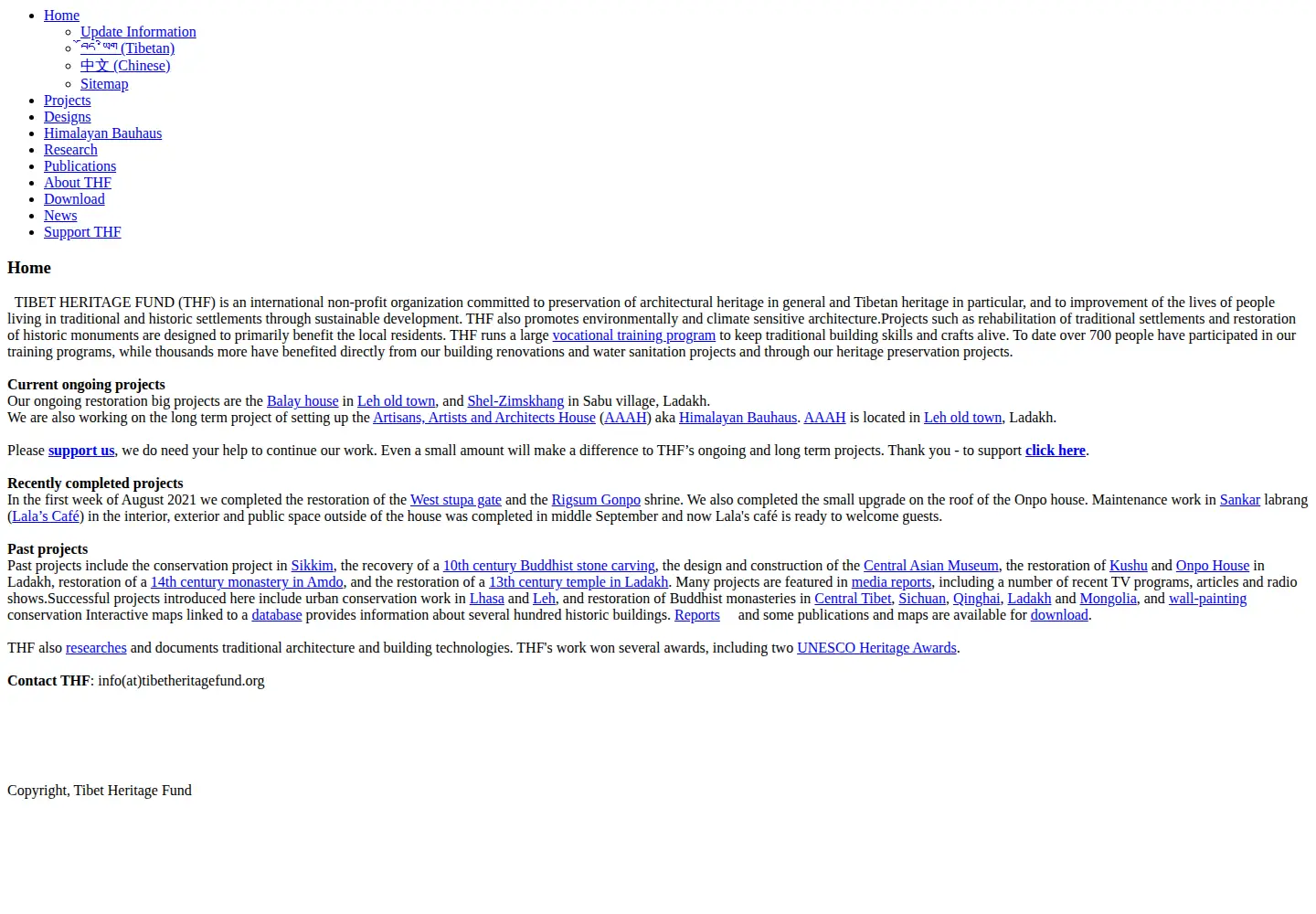 Screenshot of tibetheritagefund.org