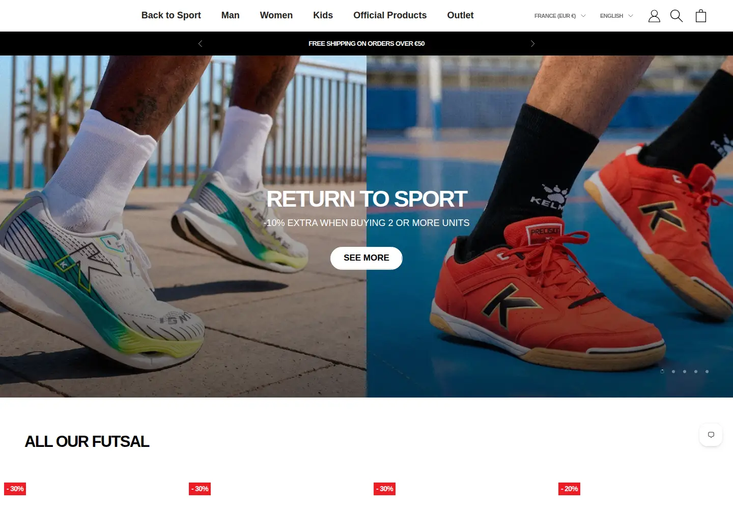 Screenshot of kelme.com