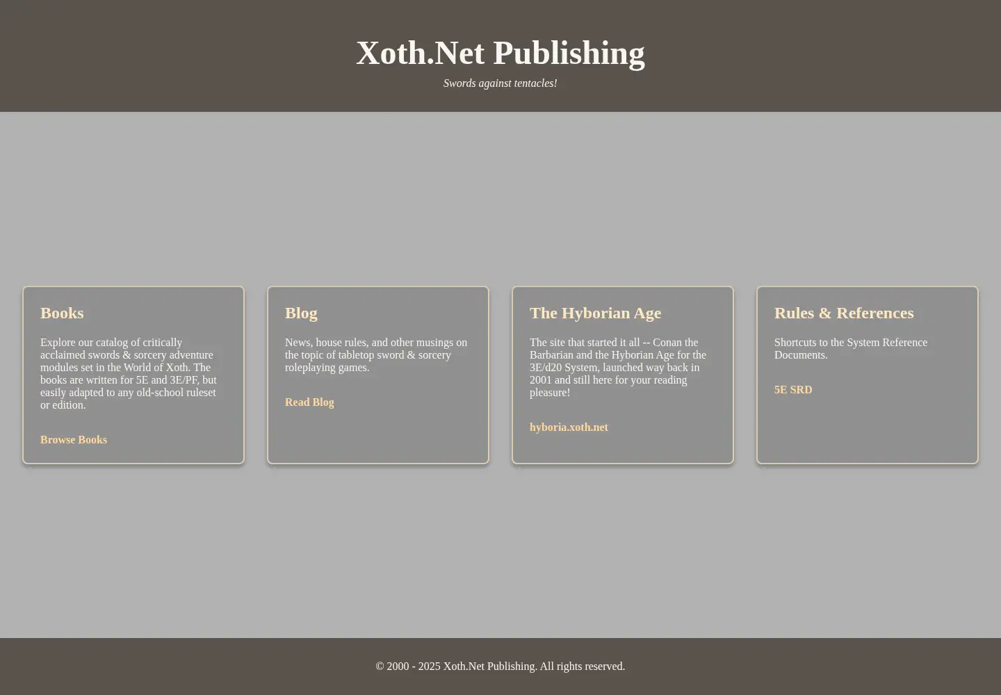 Captured homepage of xoth.net in the current scan