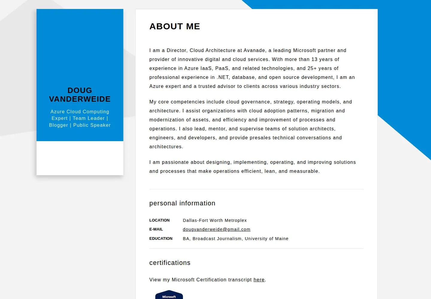 Screenshot of dougv.com