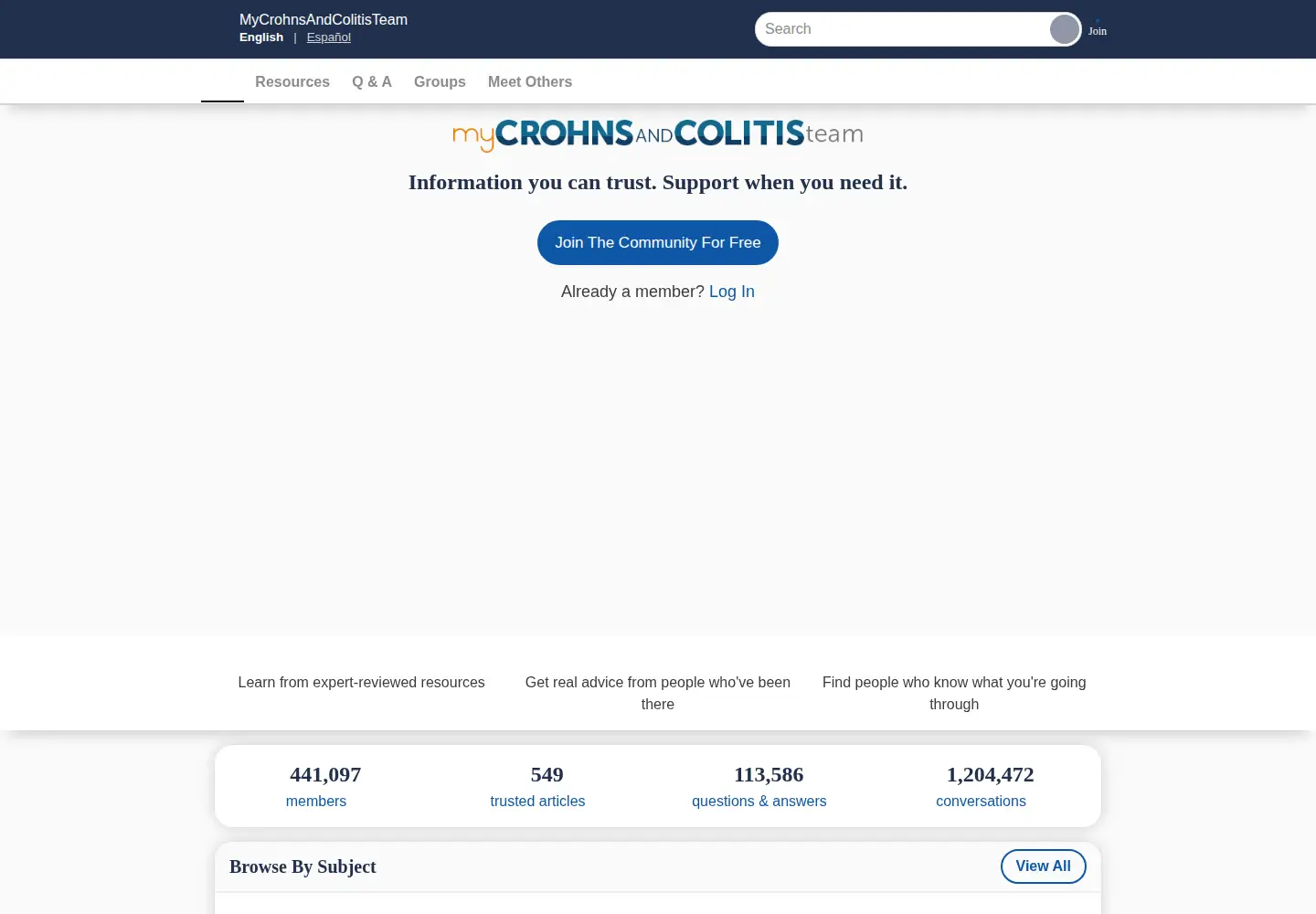 Screenshot of mycrohnsandcolitisteam.com