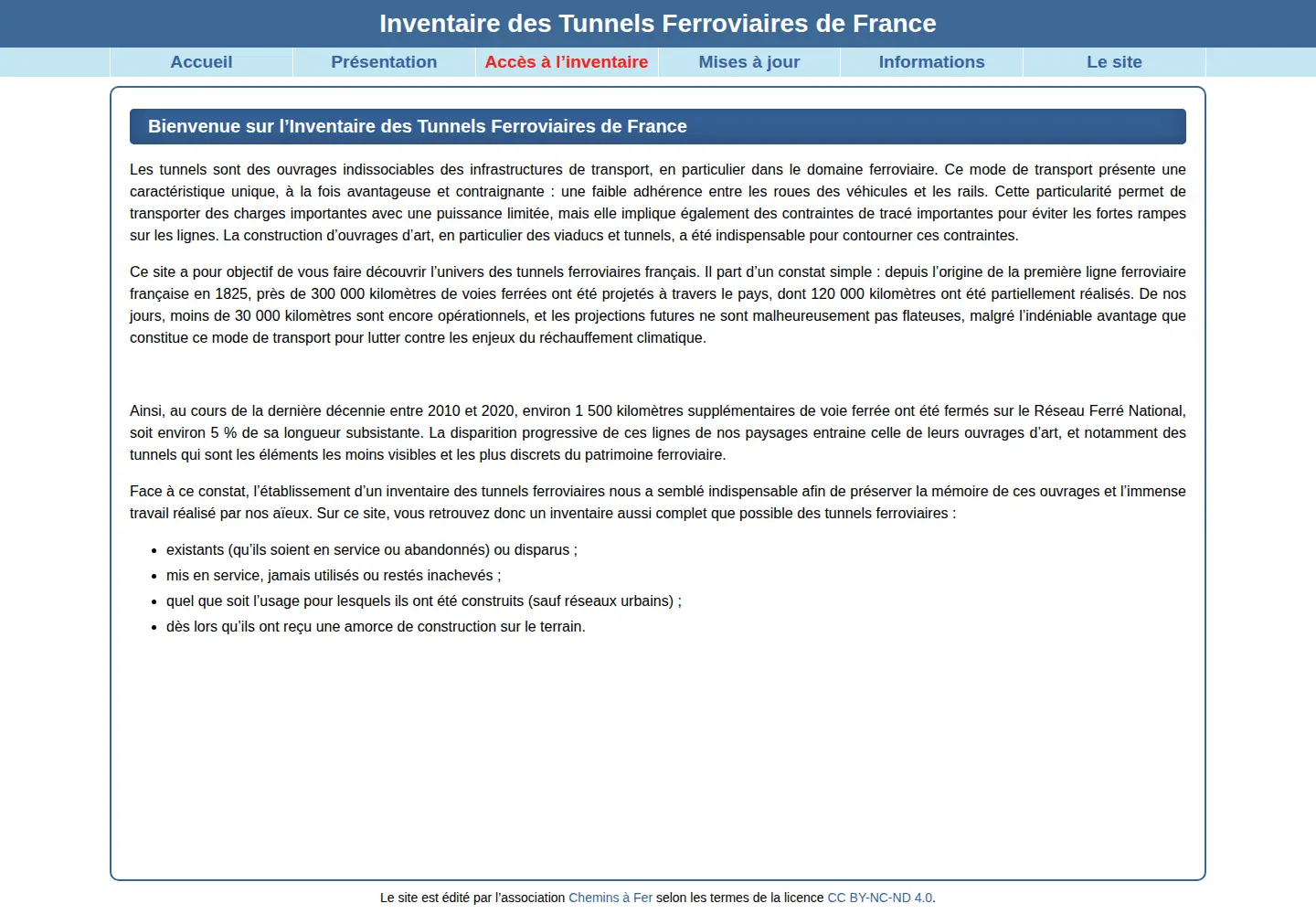 Screenshot of tunnels-ferroviaires.org
