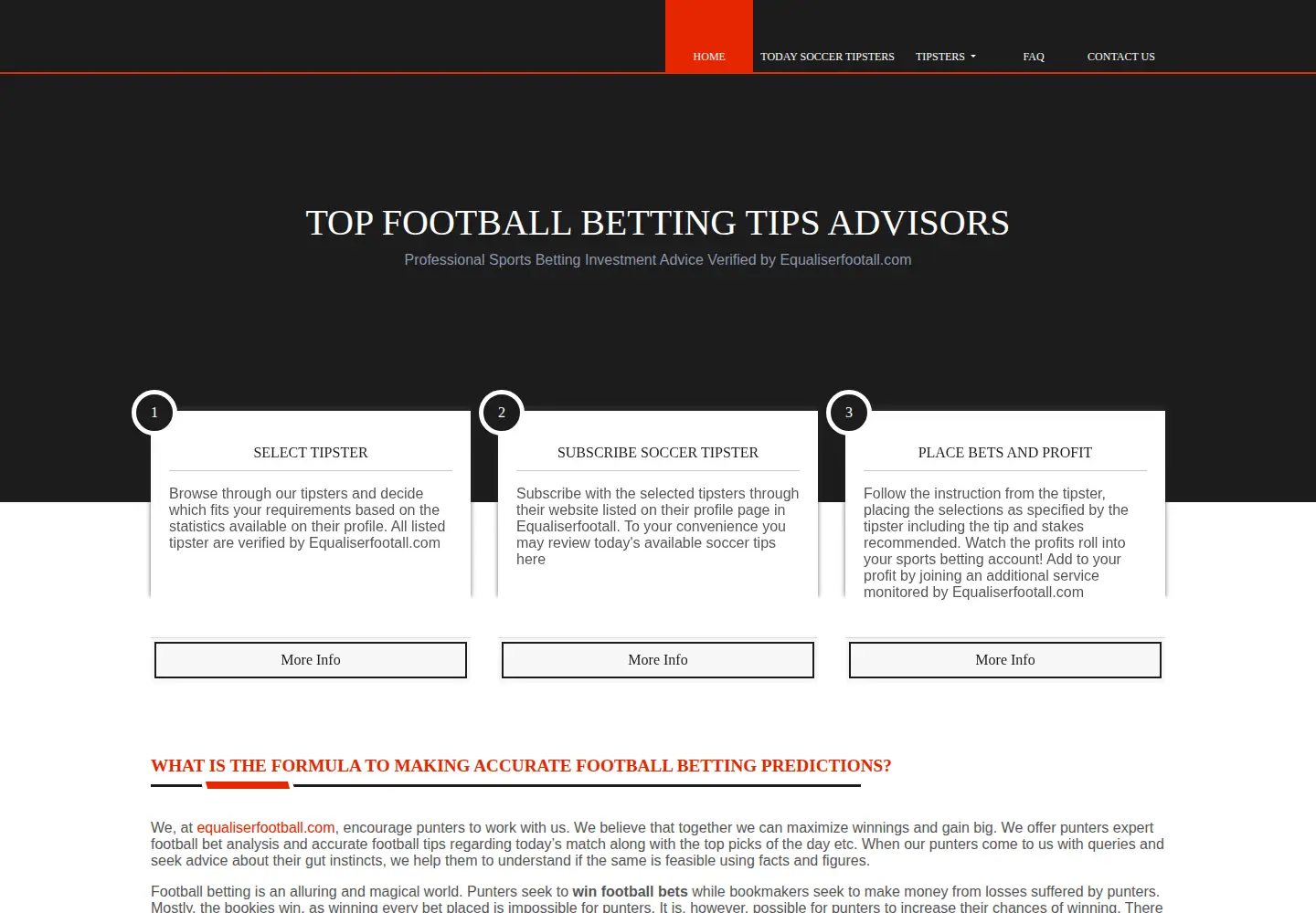Captured homepage of equaliserfootball.com in the current scan