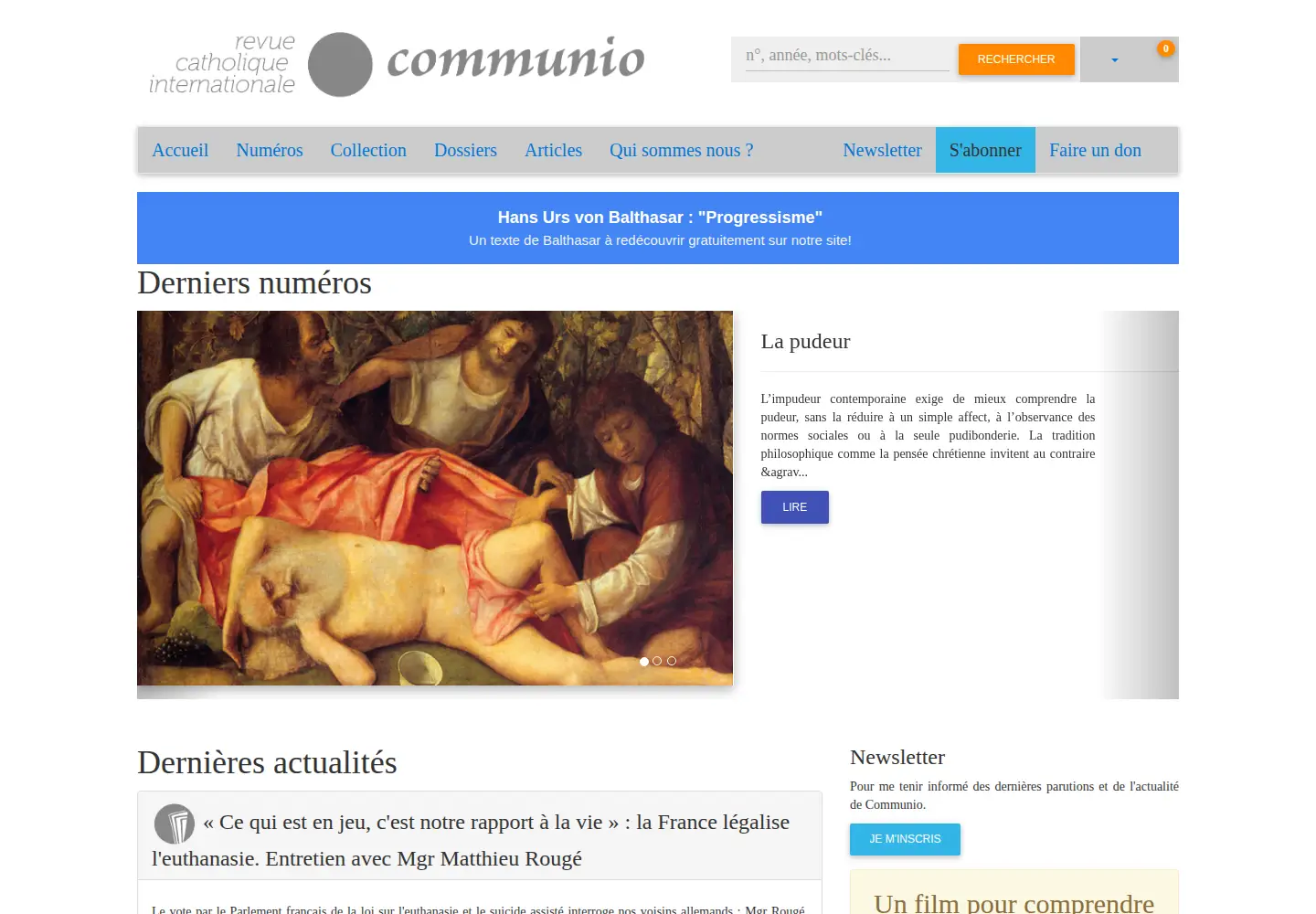 Captured homepage of communio.fr in the current scan