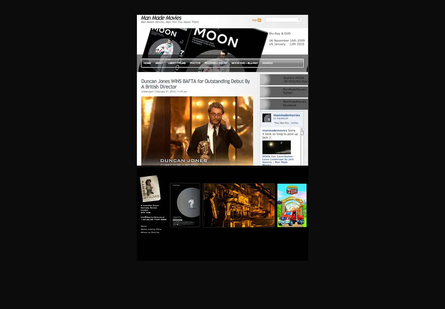 Screenshot of manmademovies.co.uk