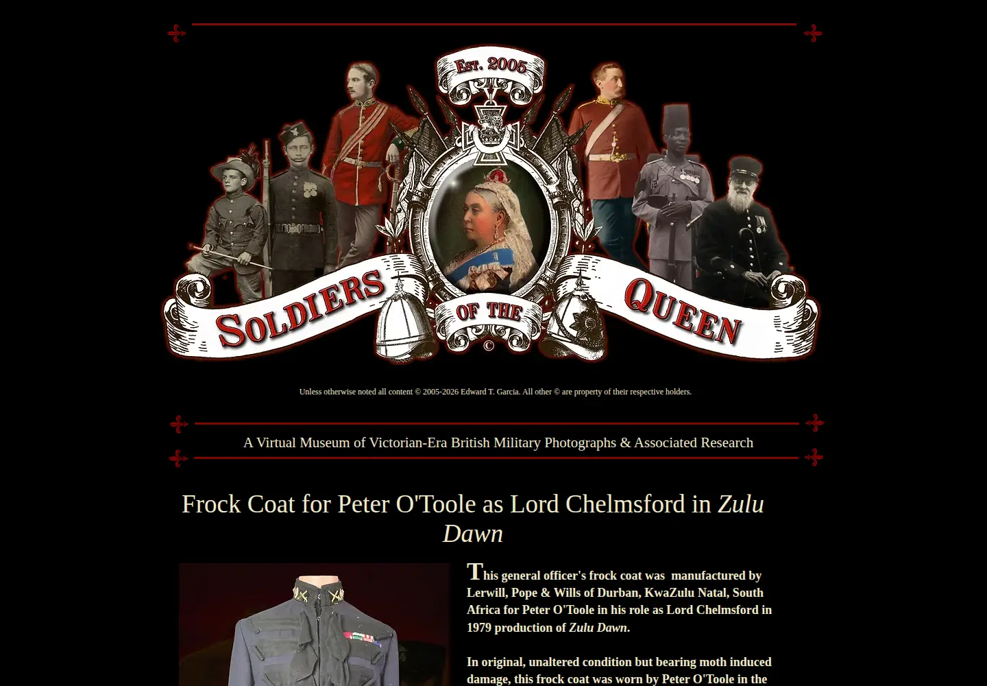 Captured homepage of soldiersofthequeen.com in the current scan