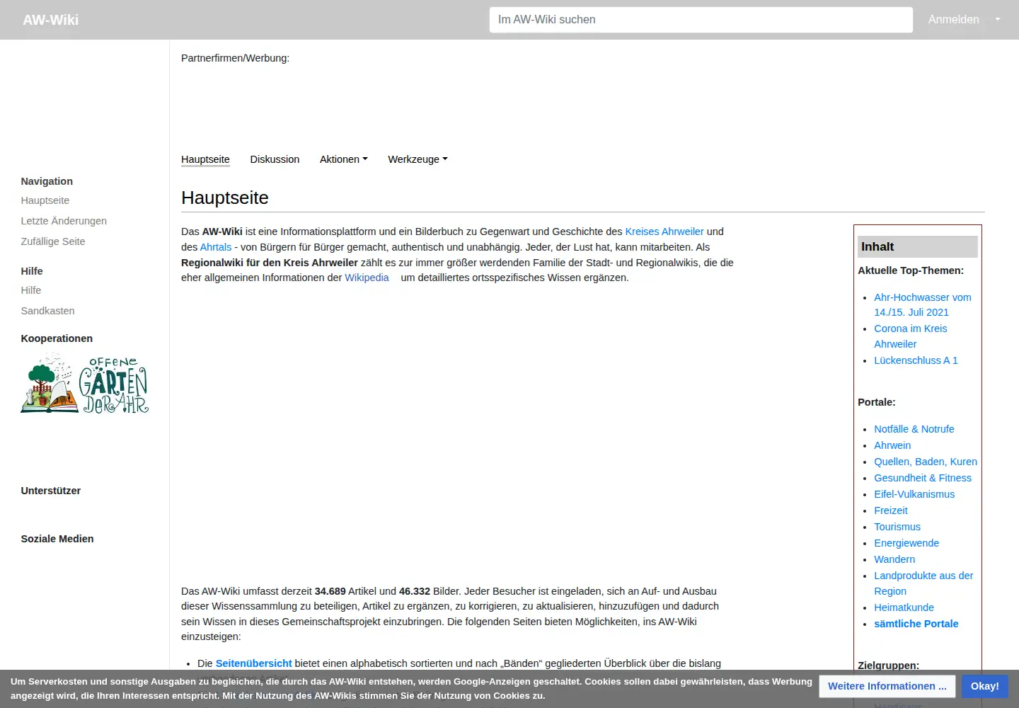 Captured homepage of aw-wiki.de in the current scan