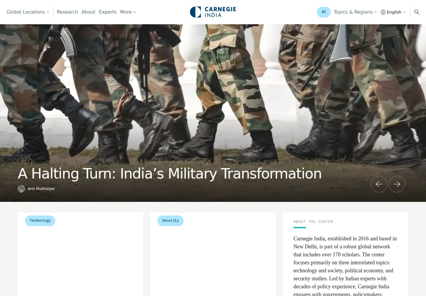 Screenshot of carnegieindia.org