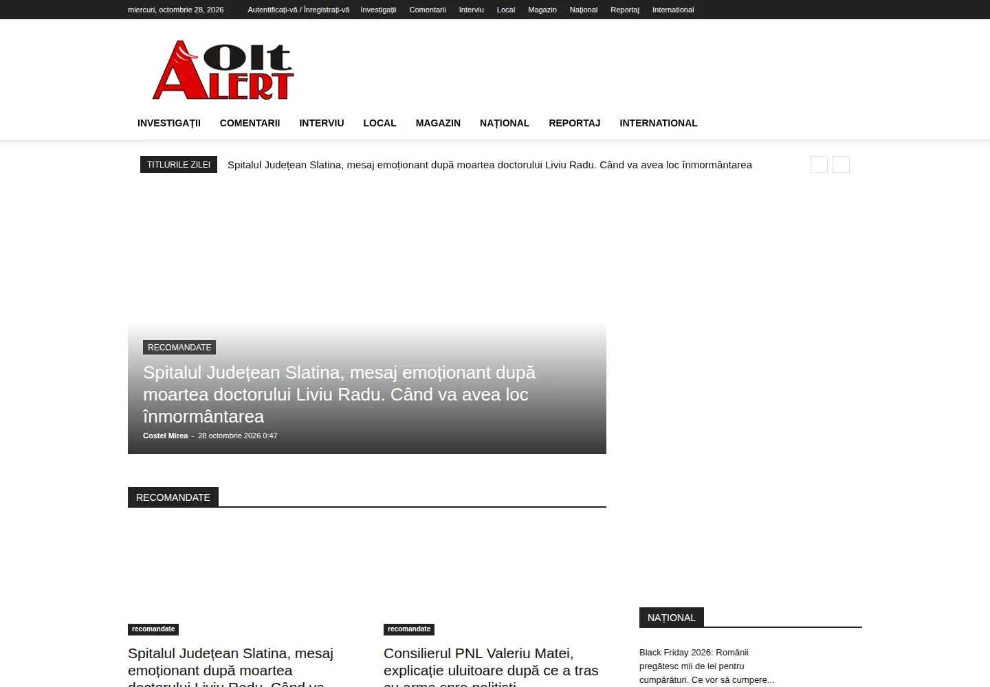 Screenshot of olt-alert.ro